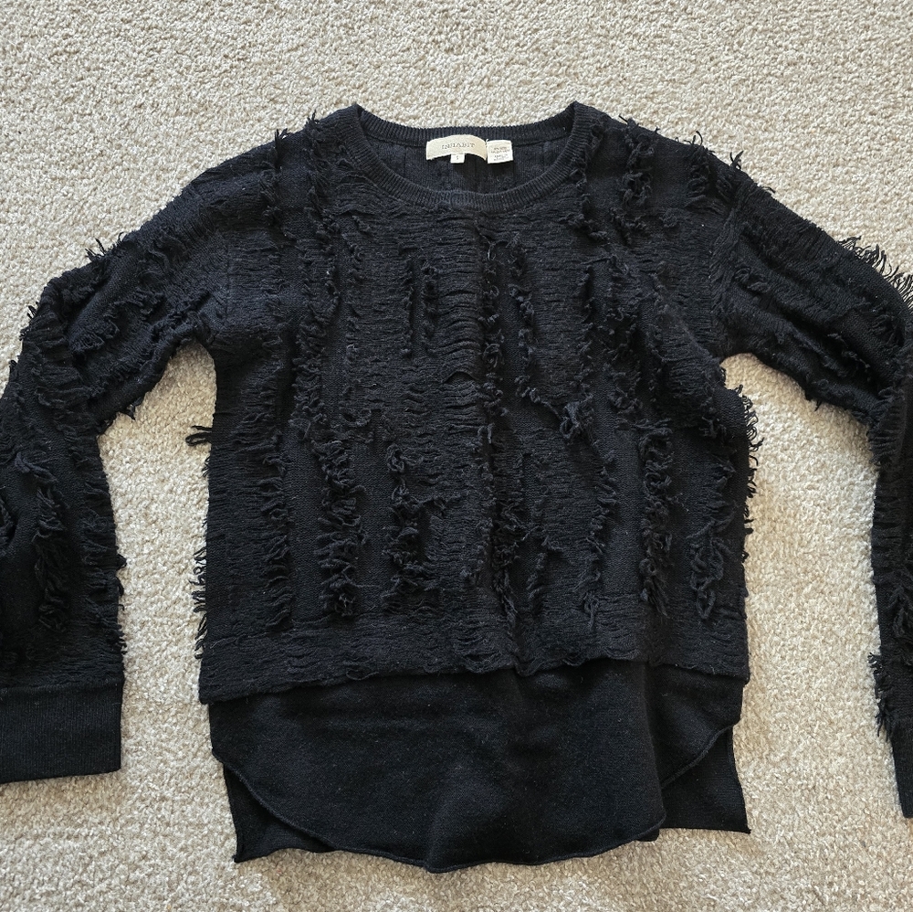 Inhabit Black Fringed Women's Sweater
